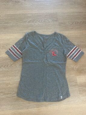Ole Miss Hotty Toddy Gray Short-Sleeve Henley Tee with Team Logo